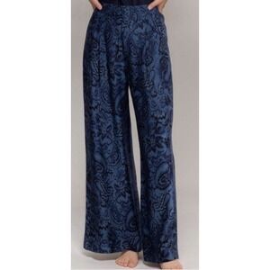NWT Johnny Was Workshop Blue Wide Leg BOHO Pleat Pants Zoia Size XL